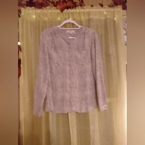 Ann Taylor LOFT Size S Button Down Blouse Cream and Black Pattern